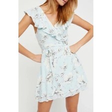 We The Free Cottagecore Floral French Quarter Ruffle Flutter Sleeve Wrap Dress