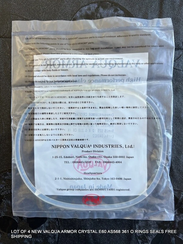 LOT OF 4 NEW VALQUA ARMOR CRYSTAL E60 AS568 361 O RINGS SEALS FREE SHIPPING - Image 2 of 4