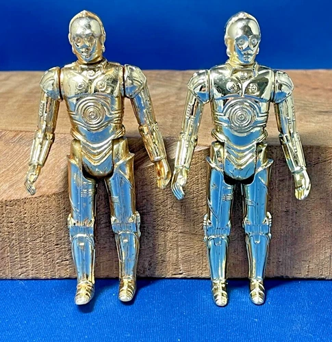 2 Vintage 1977 Star Wars C-3PO Droid Action Figures possible error