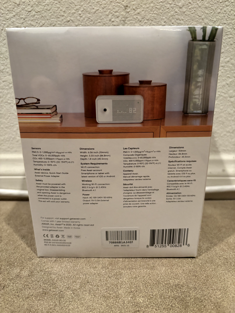 AWAIR ELEMENT INDOOR AIR QUALITY MONITOR - BRAND NEW SEALED | eBay