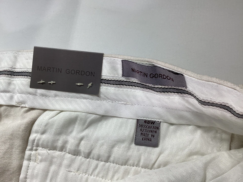 Pantalones Hombre Martin Gordon Beige Lino 40W NUEVO Foto 3 de 4
