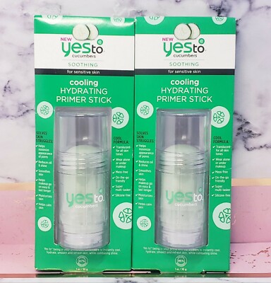 Yes to Cucumbers Soothing Cooling Hydrating Primer Stick Sensitive Skin (2 Pack)
