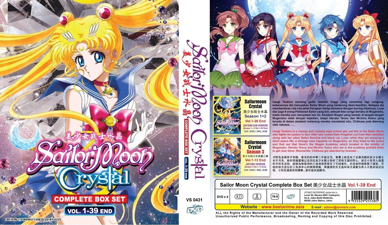 DVD SAILOR MOON CRYSTAL Season 1-3 English Audio Tracking Shipping +Free 1  Anime