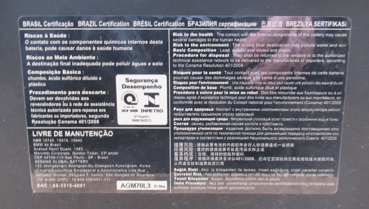 Genuine MINI Used Battery 12V 70AH 700A for Various Mini & BMW  