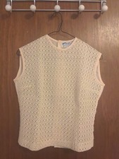 Vintage Irish Designer Dorothy Pinnock Women's Shell Top Size 34 Cream 1960s NEW