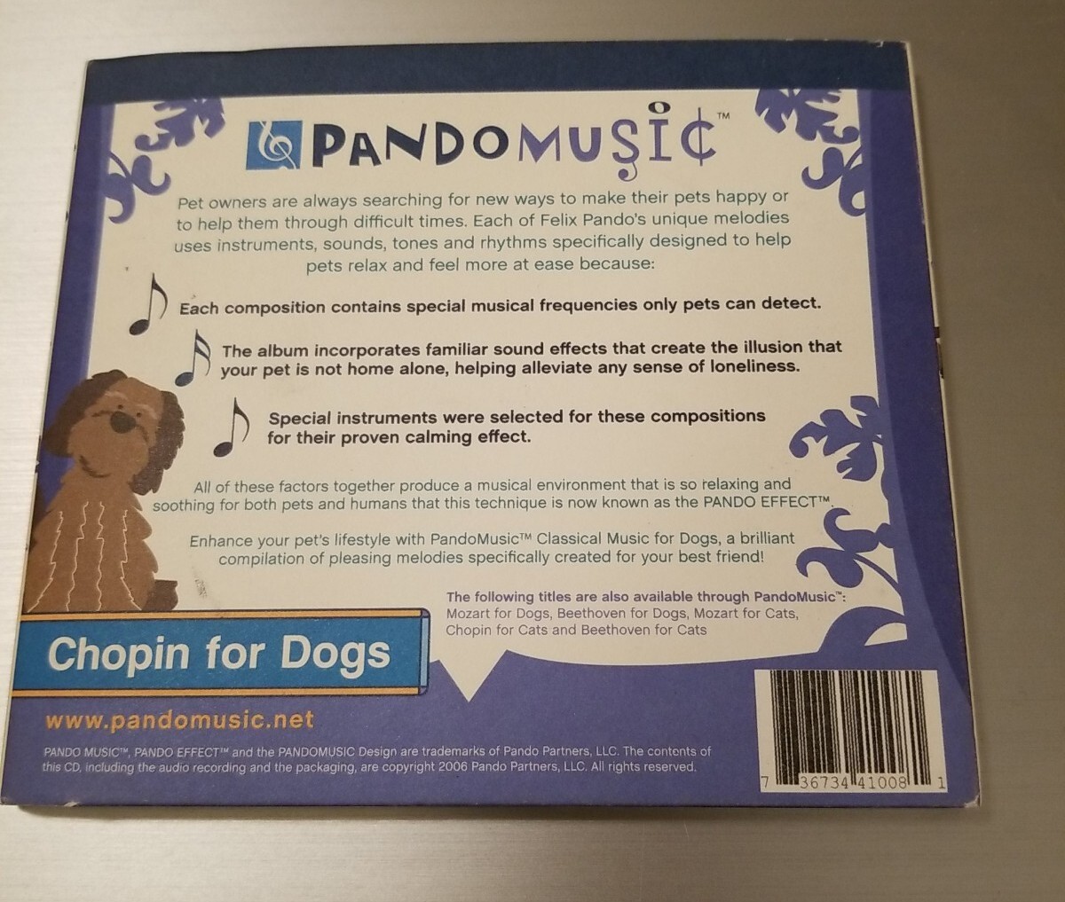 PANDOMUSIC Pando Music: Chopin For Dogs CD Original Recording