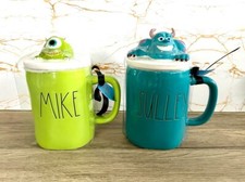 New Rae Dunn Pixar Disney “Sulley & Mike” Topper Mug Bundle Monsters Inc
