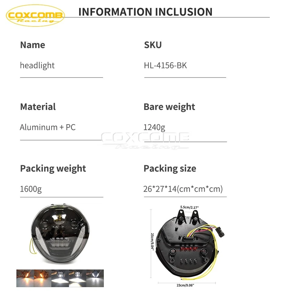 LED Headlight High Low Beam Lamp For Ducati Monster 1200R 1200S 821 2014-2017 - Image 3 of 4