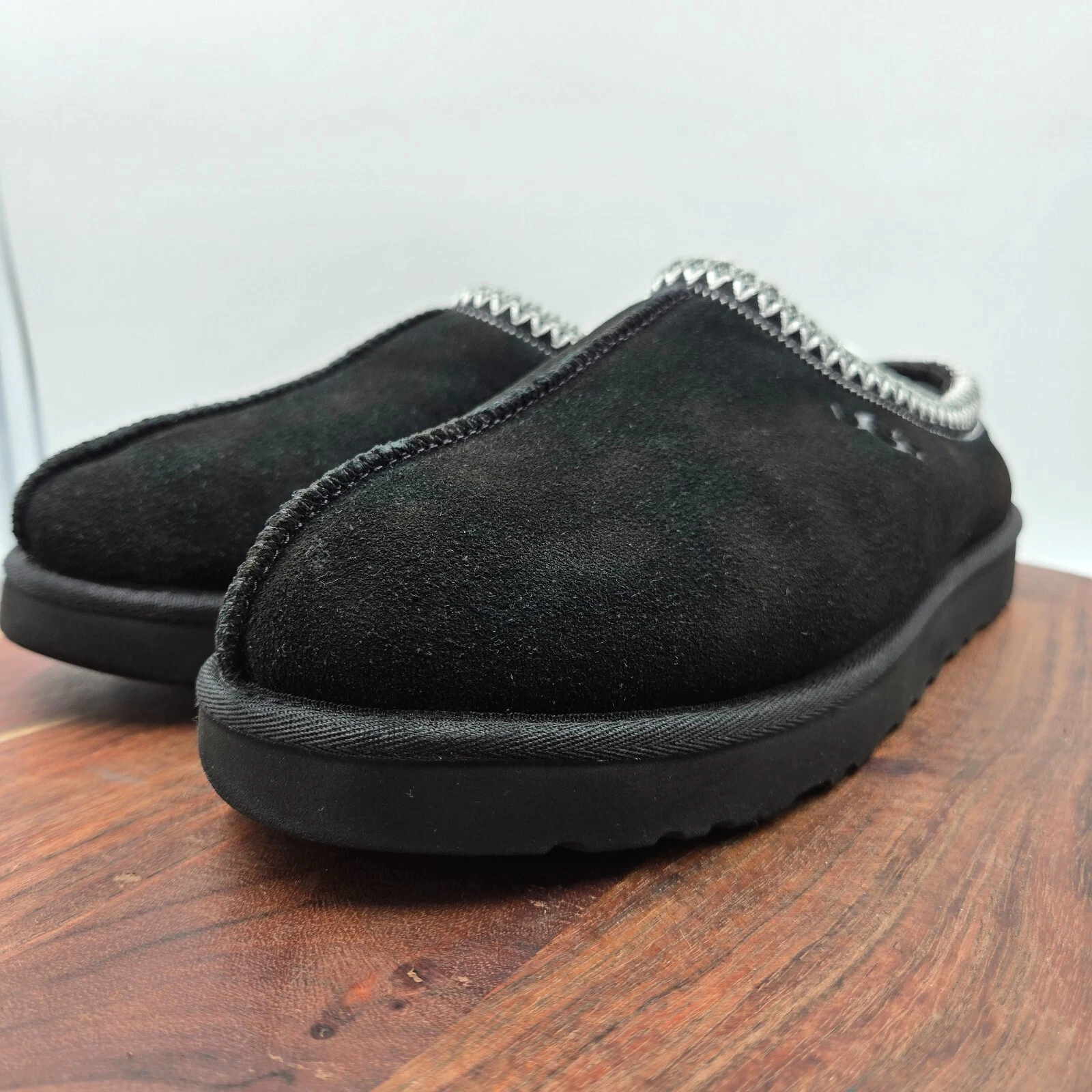UGG Tasman Scarpe Uomo 12 Nero Scamosciato Shearling Foderato Mule Zoccoli Ciabatta Comfort