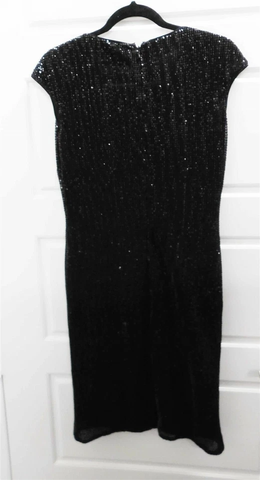 St John Couture Black Beaded Sequin Stretchy Evening Dress sz 4 - Image 4 of 4