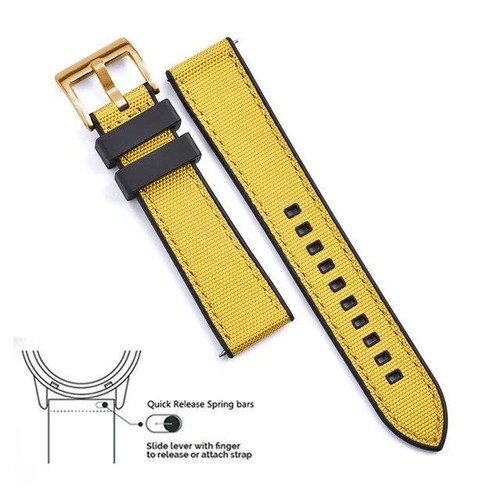 Hybrid Fkm Watch Strap Fluoro Rubber Canvas Nylon Watchbands Quick Release - Picture 47 of 76