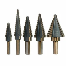 5Pcs HSS Cobalt Titanium Step Drill Bits Multiple Hole 50 Sizes High Speed Steel