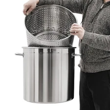 52L/55QT Stock Pot Stainless Steel Large Kitchen Soup Pot Big Cooking Restaurant