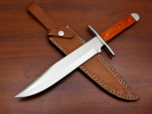 Frost Cutlery Satin Finish SS Clip Point Blade Bowie Hunting Knife - Full Tang - Picture 1 of 6