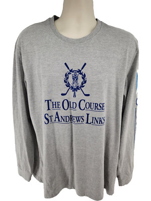 St Andrews The Old Course Maverick Logo Scotland Long Sleeve T-shirt XL Gray