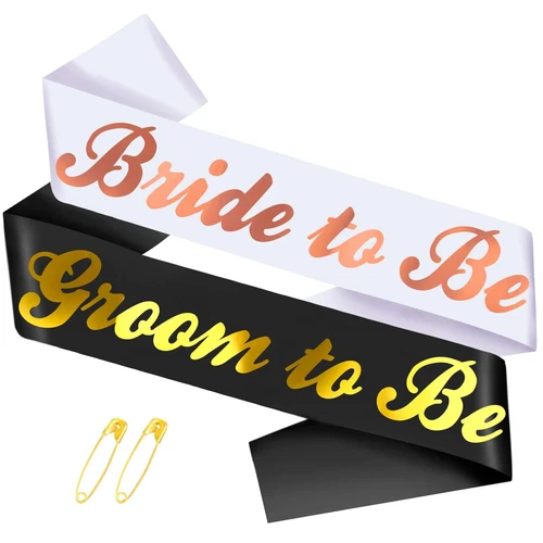 2 Pcs Bride to Be and Groom to Be Sash Black & White Bachelorette & Bachelor ...