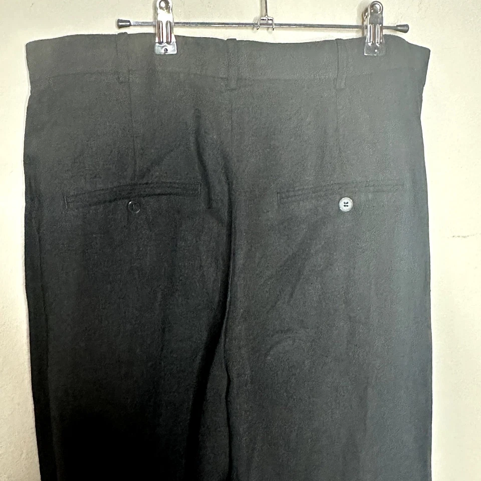 Pantalón pantalón para mujer H&M negro mezcla lino bolsillos tiro alto pierna ancha talla 12 Foto 4 de 4