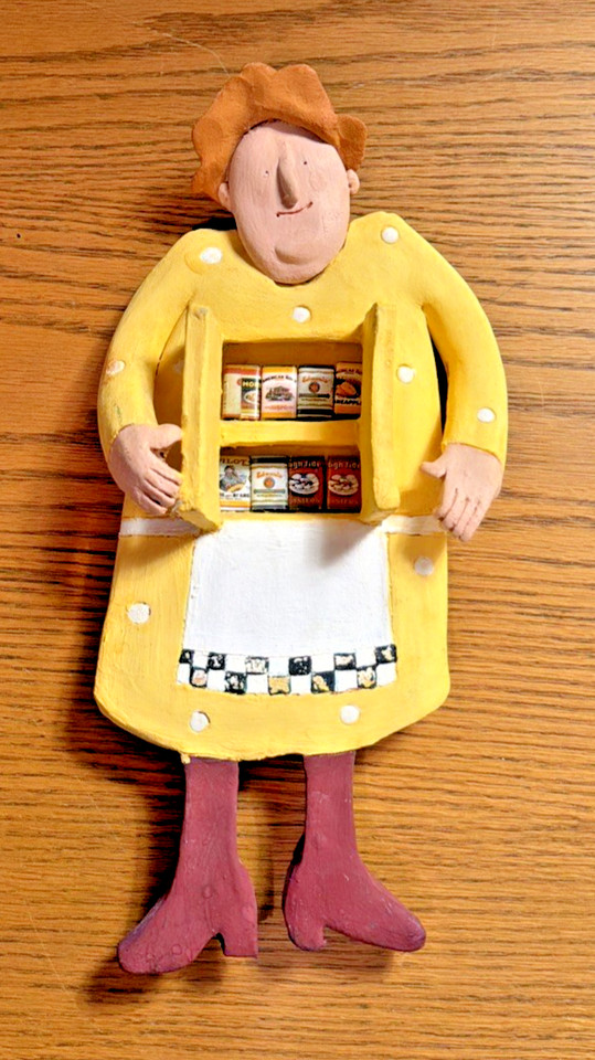 Mother Cupboard by Simi Berman Whimsical Art Clay Handmade Vintage Wall Art