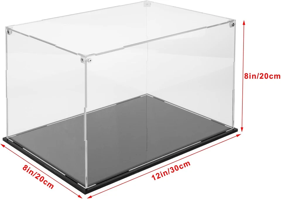 Vetrina in Acrilico Trasparente Con Base Nera, Assemblea Protezione Antipolvere - Immagine 2 di 4