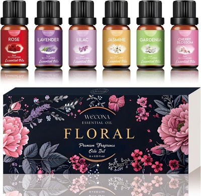 Ätherische Öle Set 6x10ml - Florale Essenzen für Diffuser & Kerzenherstellung