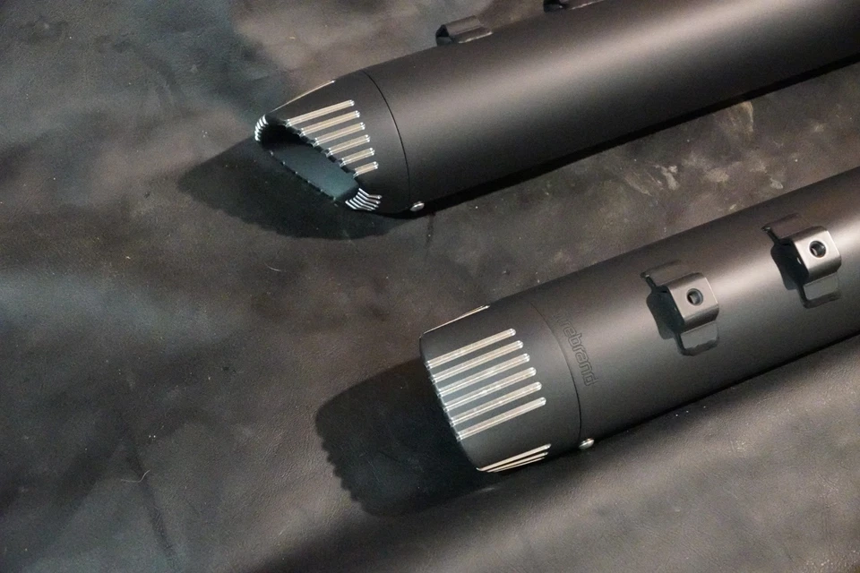 Firebrand Black Slip On Exhaust Mufflers For 95-24 Touring FLHT FLT Roadking - Image 3 of 4