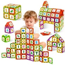 Magnetic Tiles Letters Learning Toys, Animals Alphabet ABC Magnets for Kids 1...