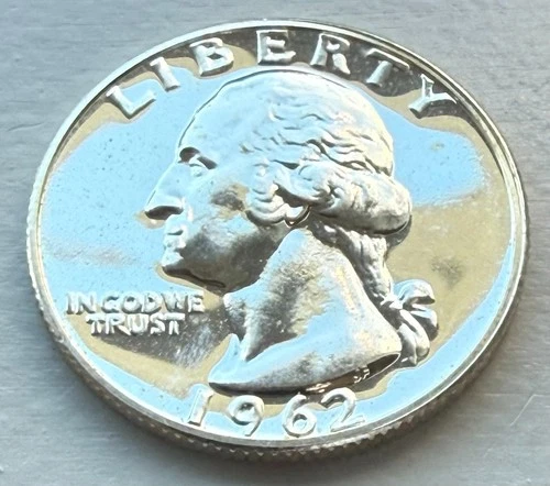 1962 Proof Washington Quarter ~ 90% SILVER GEM Proof Deep ~ Mirror Fields