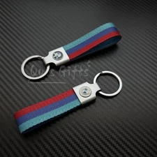 M-Colored Stripe Nylon Band  Keychain Car Accessories for BMW & Pick Your Color