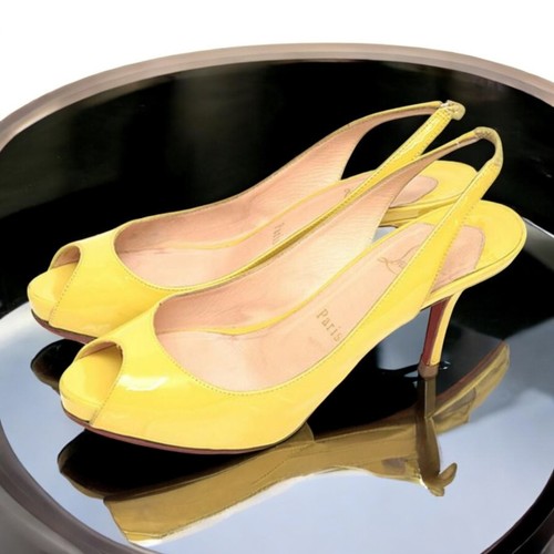 Christian Louboutin Enamel Slingback Pumps 37EU (Approx. 23.5cm)