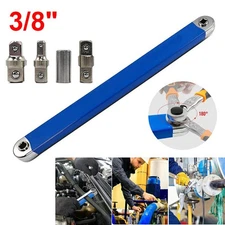 3/8" Offset Extension Wrench Set Ratchet Spanner Impact Ready Socket w/ Adapter