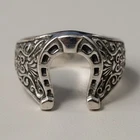 Sterling Silver Horseshoe Ring 925 Lucky Equestrian Statement Jewelry