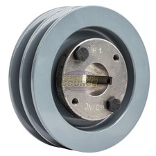 Cast Iron 4" Dual Groove Pulley 2 Belt A Section 4L with 1" Sheave Bushing