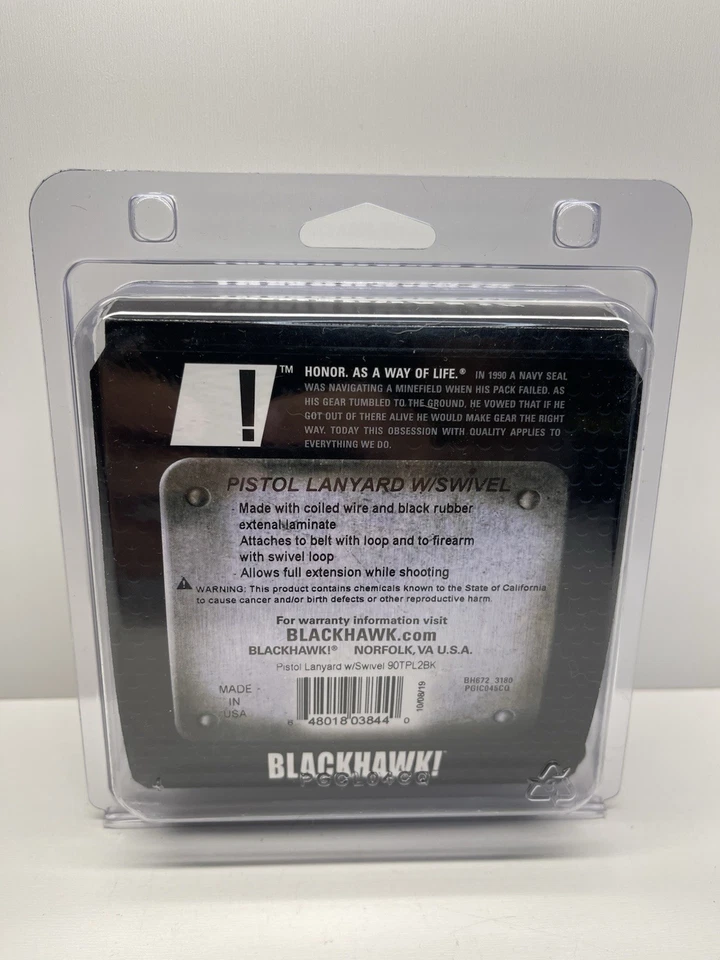 Blackhawk Pistol Lanyard Coiled with Swivel 90TPL2BK - NEW - Image 2 of 4