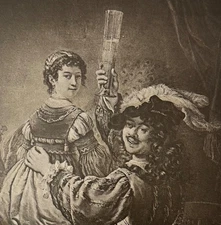 1877 Heliotype Rembrandt and His Wife - Rembrandt Gems of the Dresden Gallery