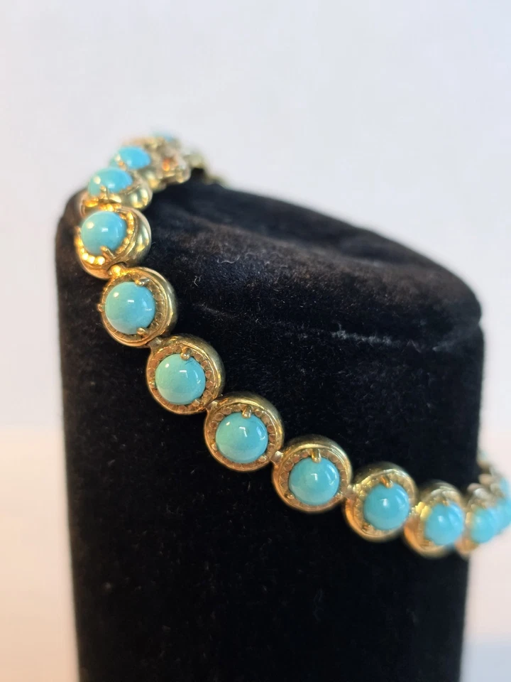 QVC Sleeping Beauty Turquoise Tennis Bracelet 925 Sterling Silver Size 7.5" - Image 2 of 4