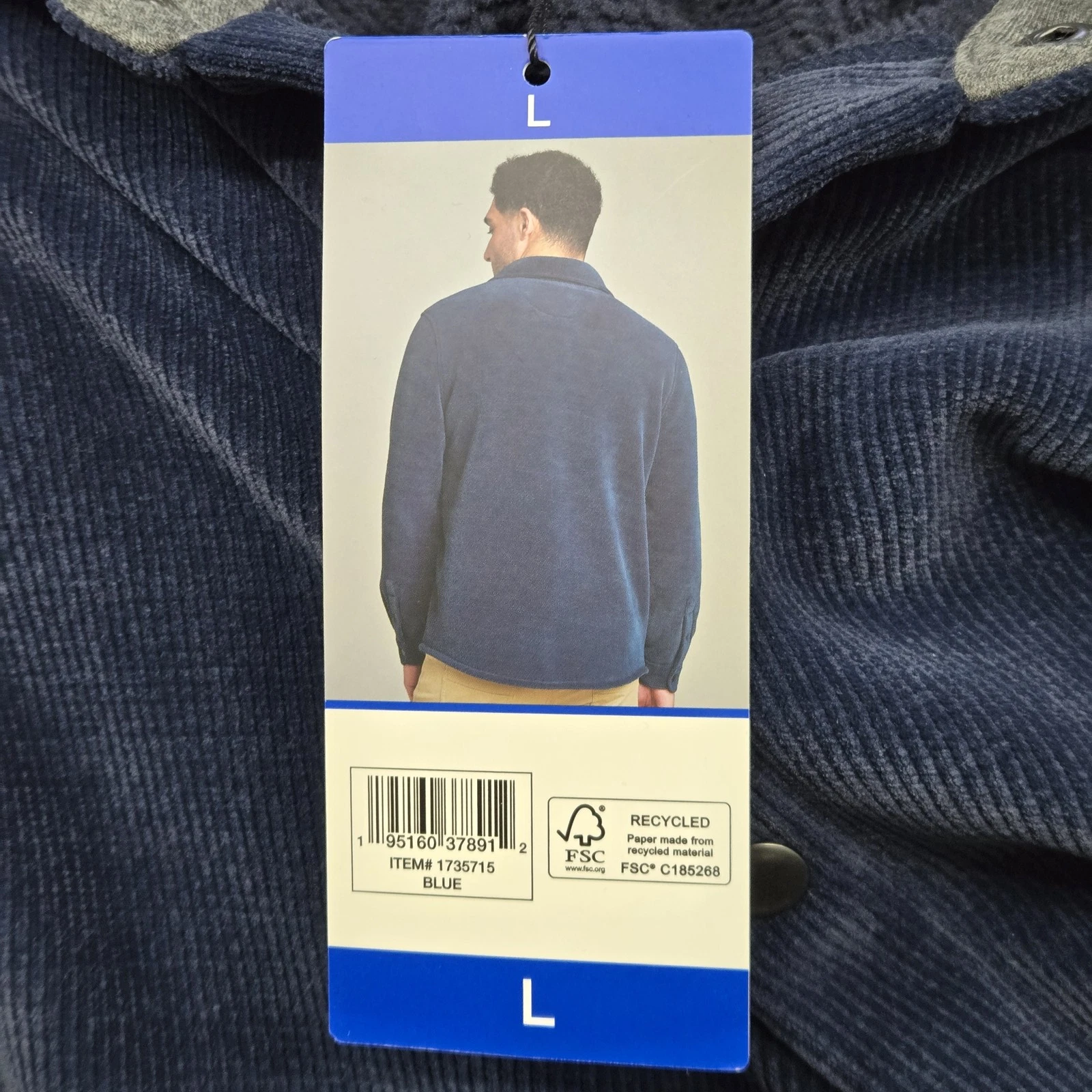 Copper & Oak Supply Co. Men Jacket L Blue Activewear Snap Button Logo NWT image 5