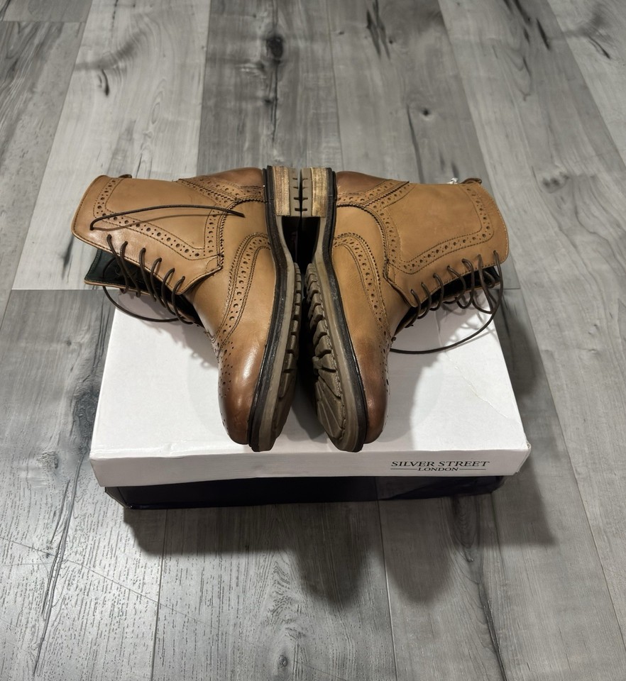 Silver Street London Tan Leather Brogue Men Boots, New in Box (Size ...