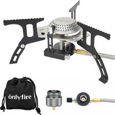 ONLYFIRE Portable Camping Gas Stove, Backpacking Camp Stove with Black 3500W 