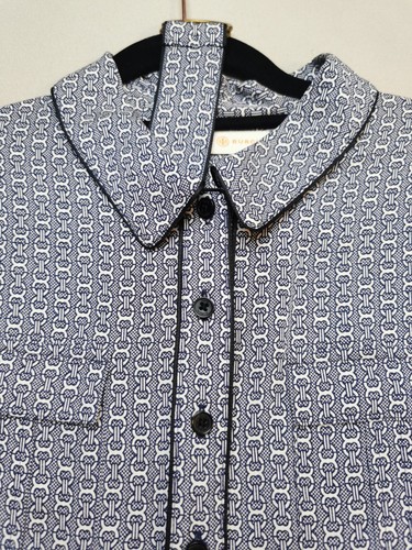 TORY BURCH Womens UK 14 US 10 Christelle Belted Silk Dress VGC Chain Print Blue - Picture 9 of 19