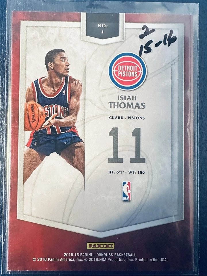 2015-16 Donruss Isiah Thomas Elite Series Insert #1 Detroit Pistons HOF - Image 2 of 2