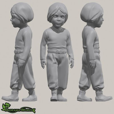 Junge / Kind beim Laufen - 3D Druck Figur in Miniatur - 1:24, 32, 35, 48, 72