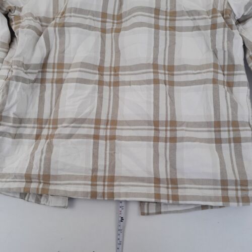 H&M Overshirt Medium Beige Check Mens Relaxed Padded Shirt Flannel - Picture 11 of 11