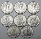 (8) BU 1945-P Walking Liberty Half Dollars 50c Silver  26356