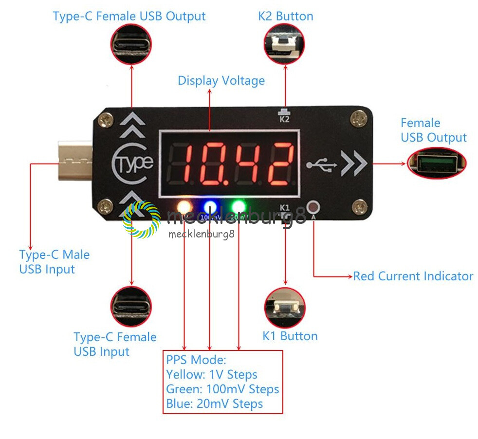 NEW PPS Type-C USB Charging Trigger Charger Voltmeter