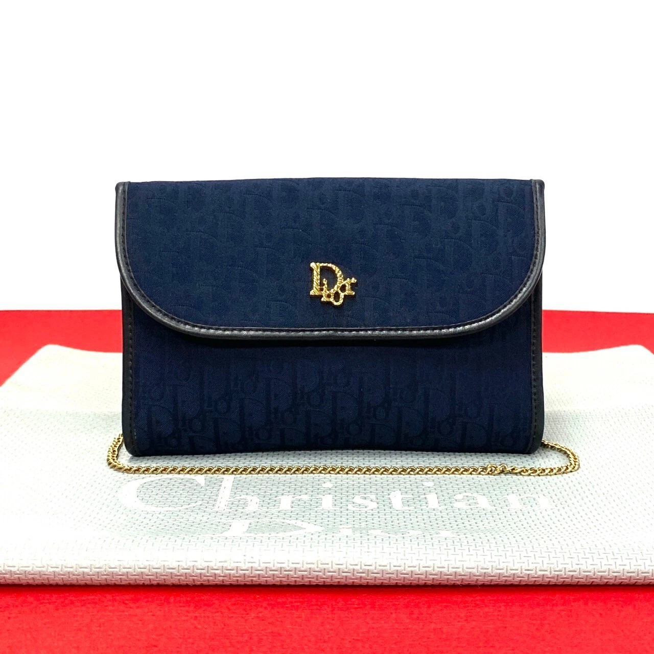 Sac bandoulière Christian Dior trotteur toile cuir marine 420 6