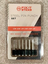 Fix It Sticks 6 Piece Pin Punch Set 1/4" Hex  - Nickel Plated Steel