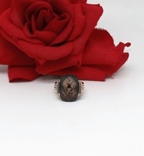 Sterling Silver Faceted Smokey Quartz Ring Size 7 11.28g CAT RESCUE