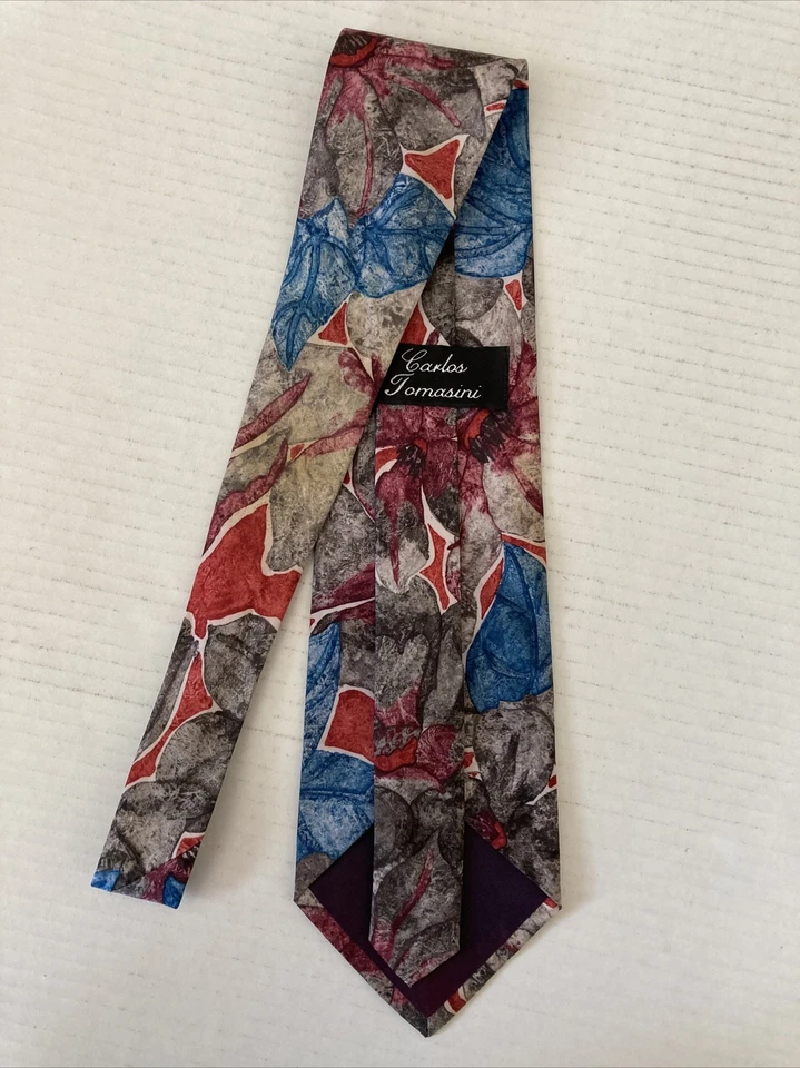 Галстук мужской Carlos Tomasini галстук большой цветочный красный синий серый абстрактный - Изображение 3 из 4