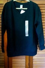 Member's Mark Women's Cozy V-Neck Brushed Fleece Sweatshirt Small Black Pocket