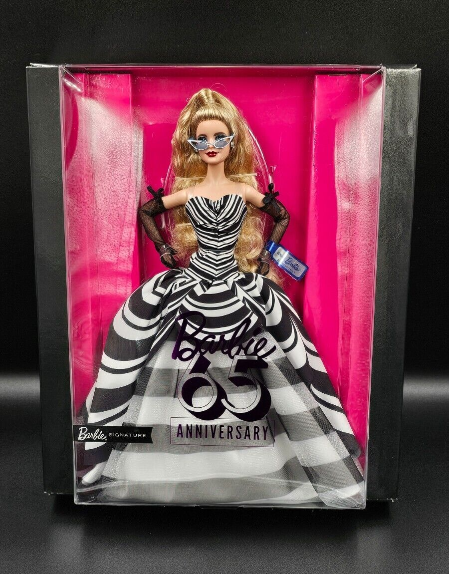 NEW 2024 Barbie Signature 65th Anniversary Doll Blonde Black/White Dress NRFB